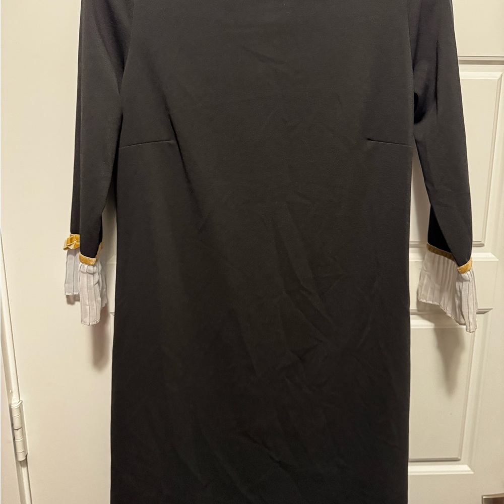 Michele Belau Elegant Black Dress with Gold and White Accents size medium
